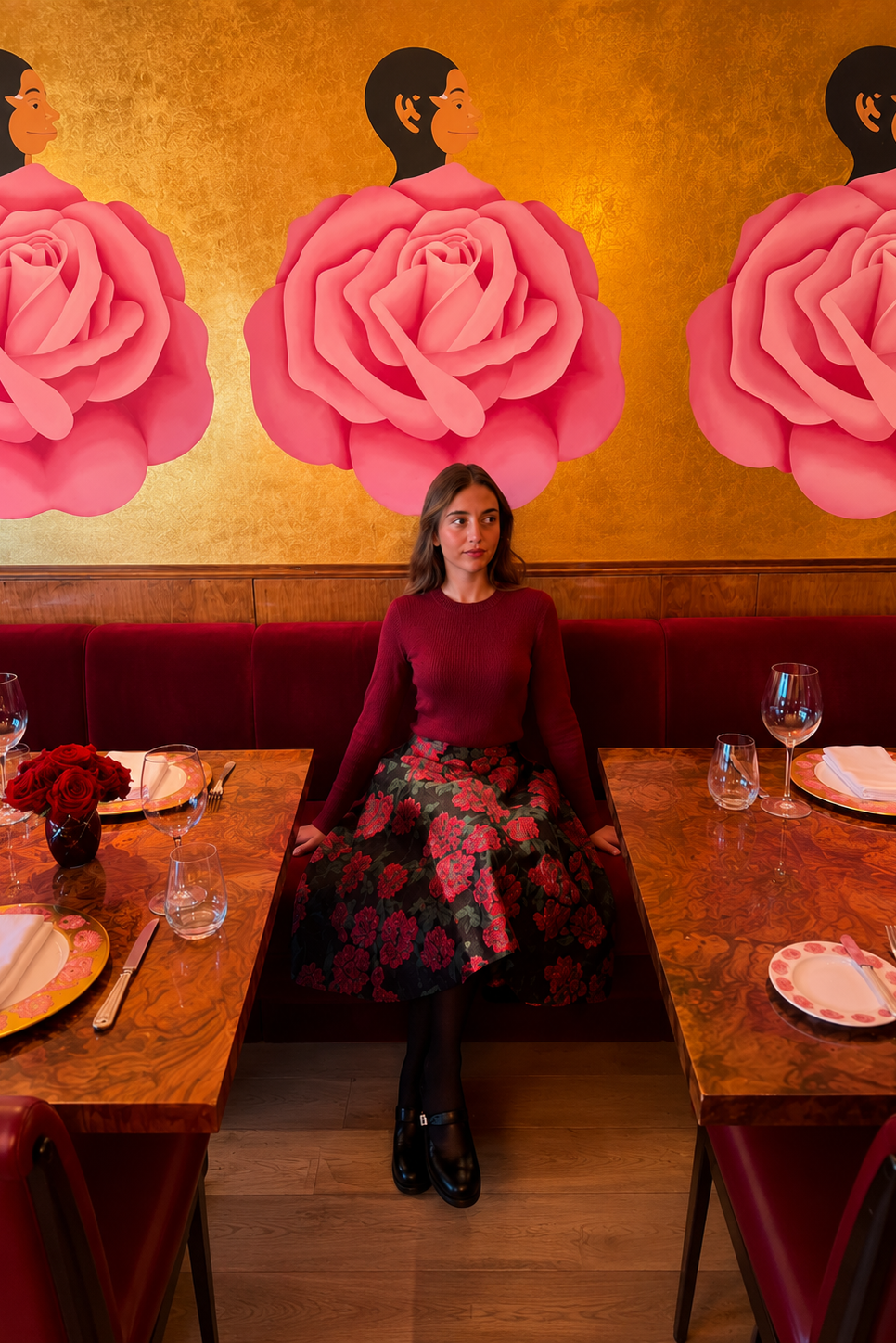 Pink Floral Taffeta