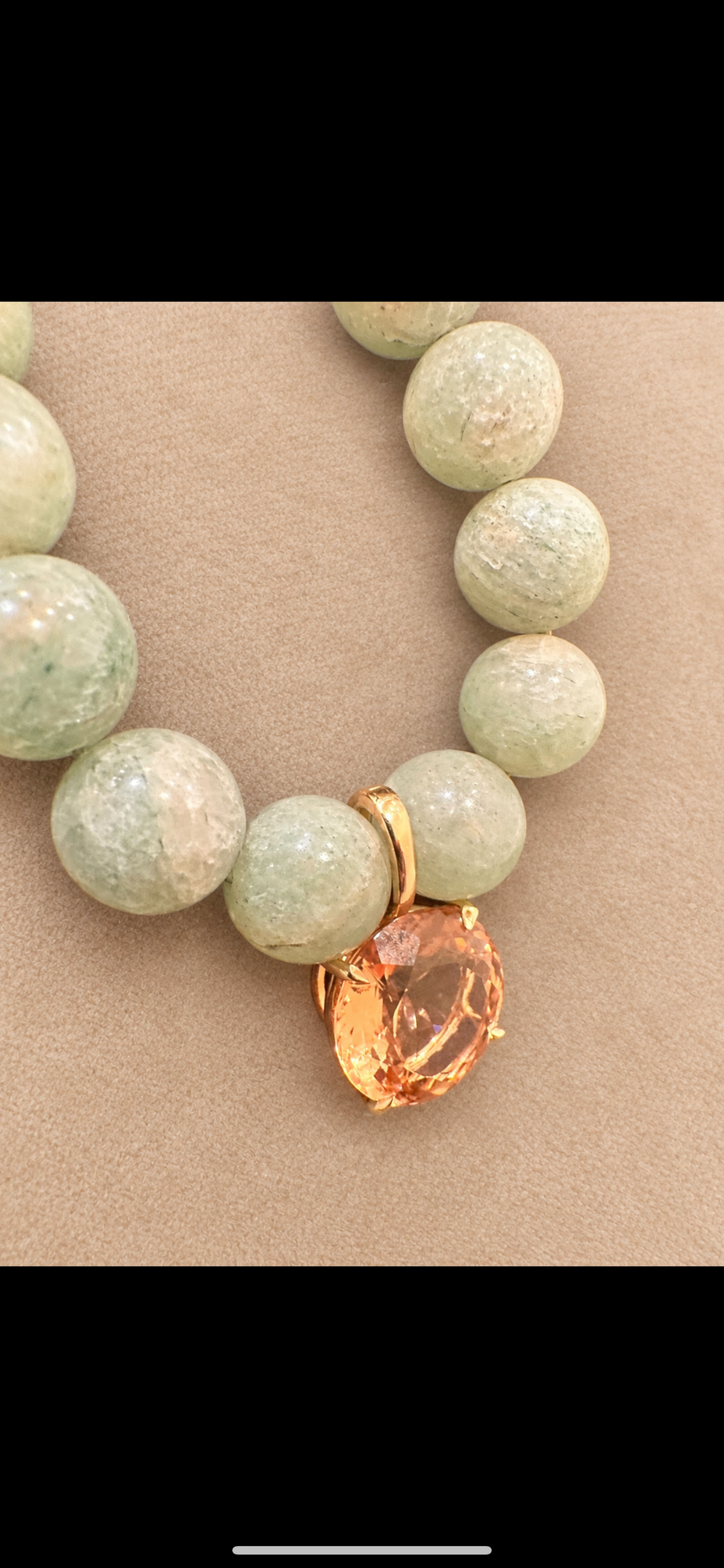 Natural Jade Beaded Necklace with 14K Gold & 10-Carat Peach Morganite Pendant