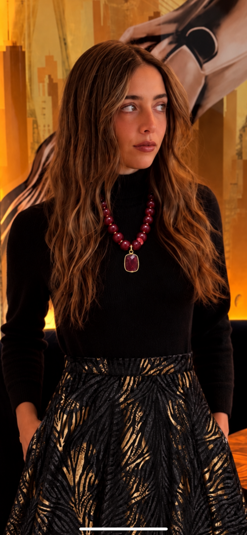 Black Crushed Velvet Flair Skirt
