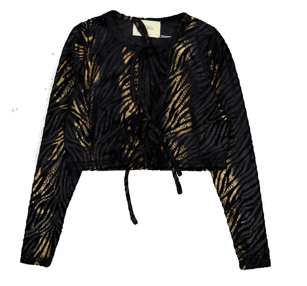 Black Crushed Velvet Tie Front Cardigan