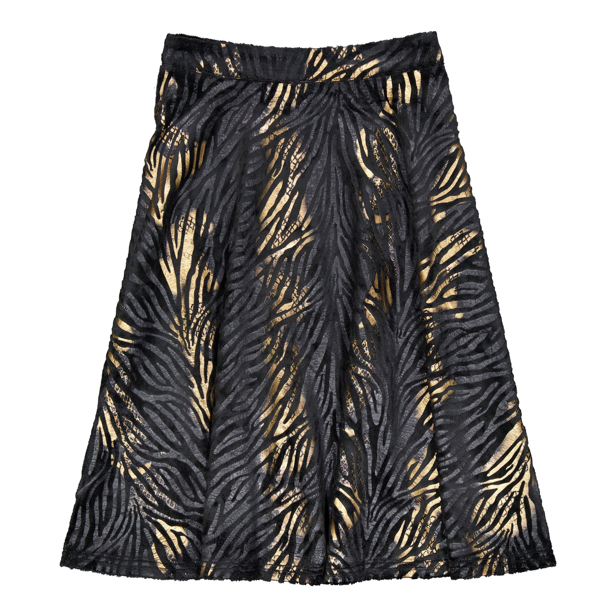 Black Crushed Velvet Flair Skirt
