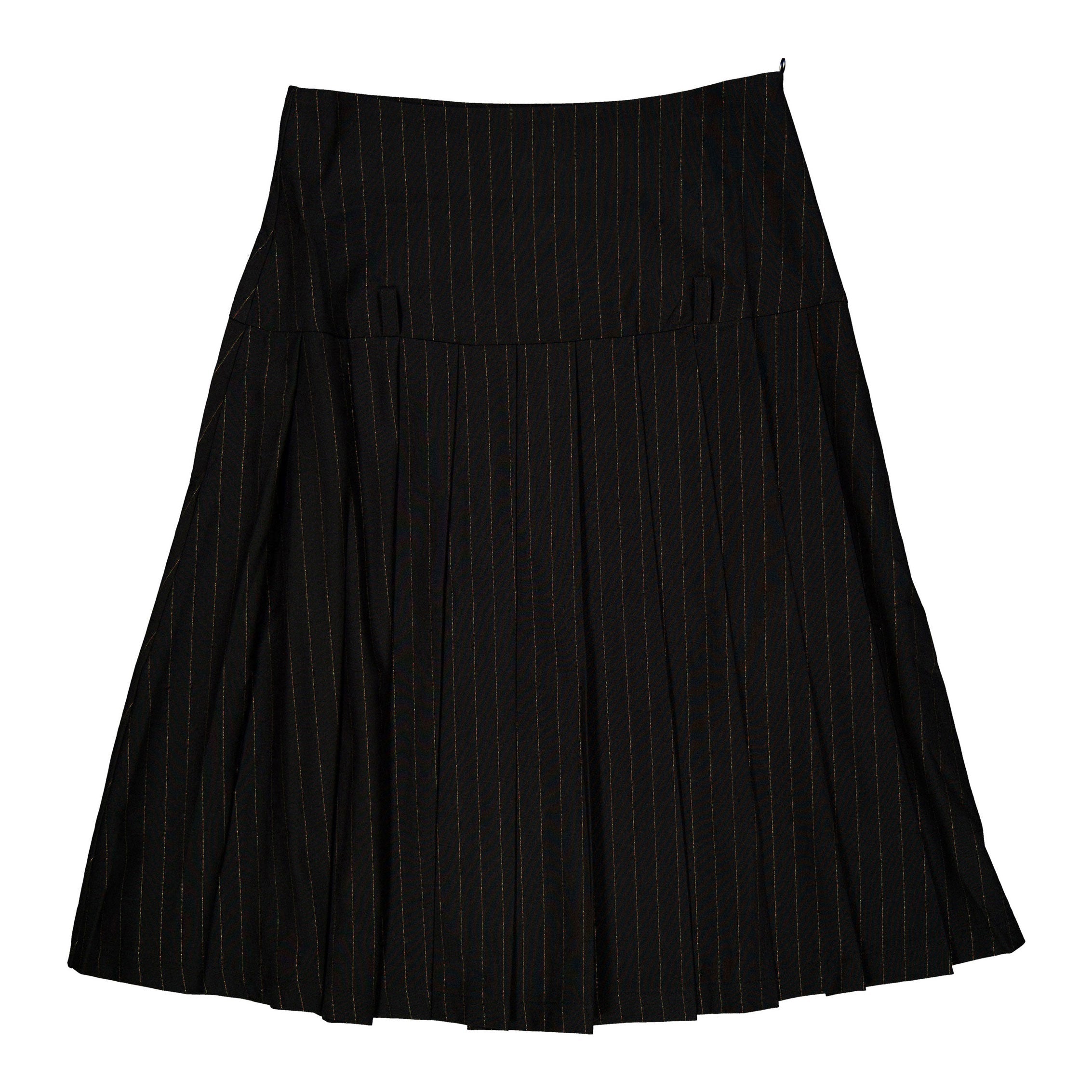 Gold Pinstripe Pleated Skirt