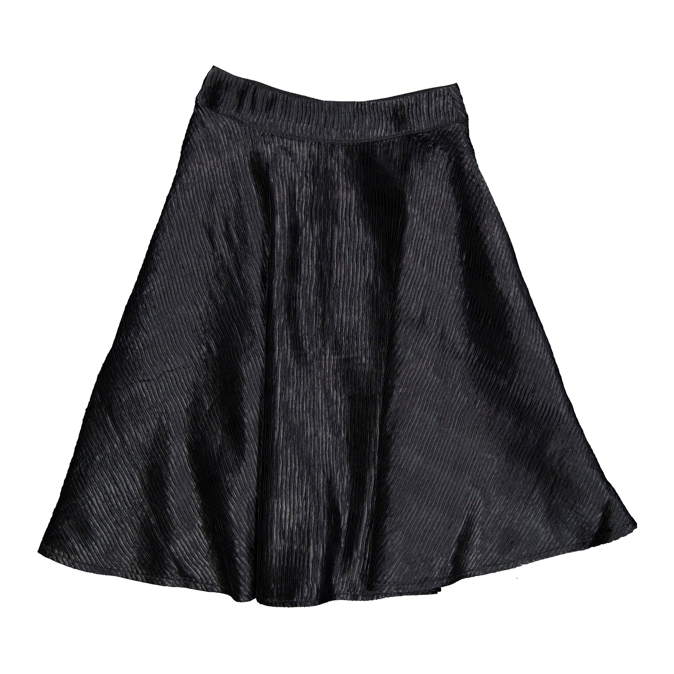 Black Crinkle Taffeta Skirt