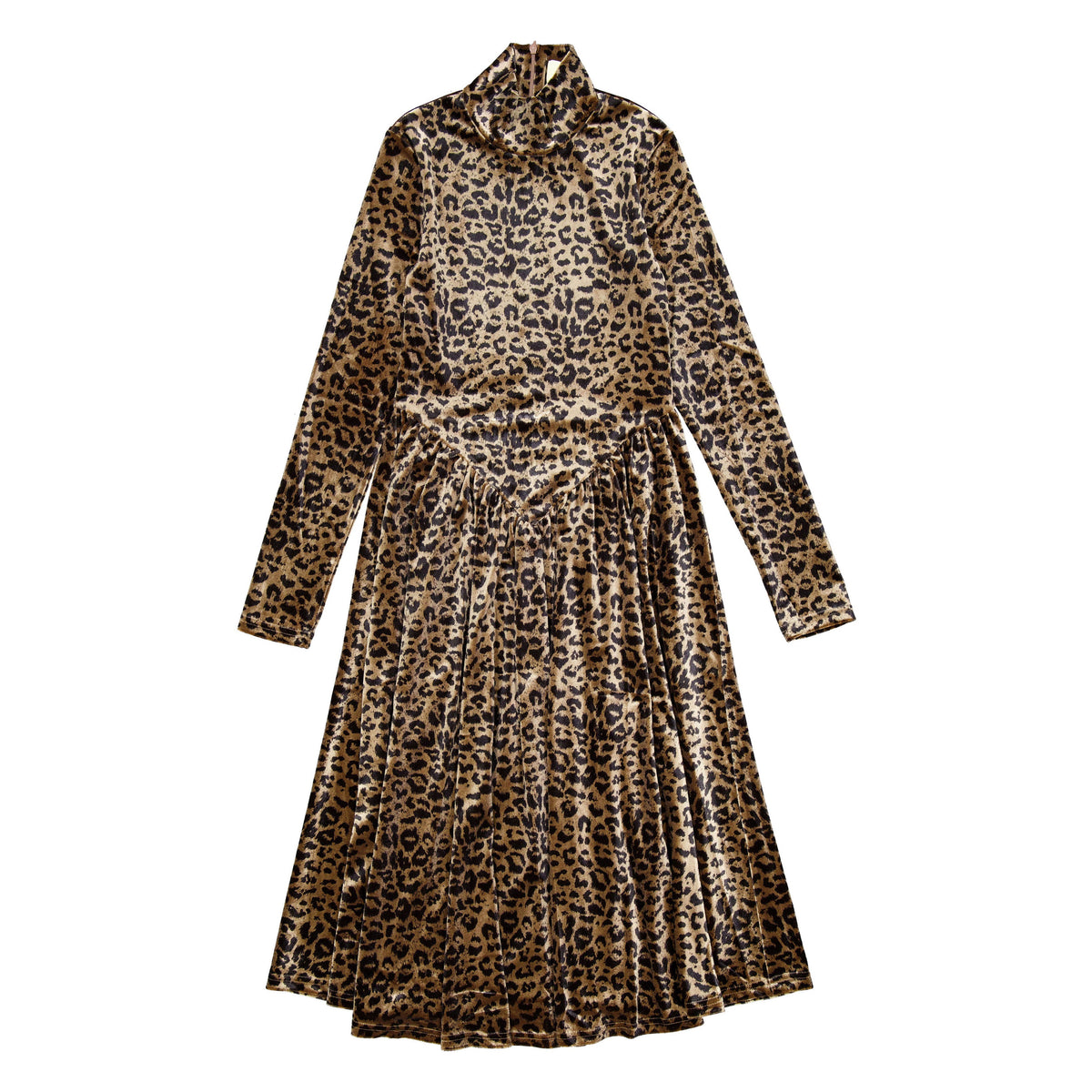 Brown Velvet Leopard V-Yoke  Maxi Dress