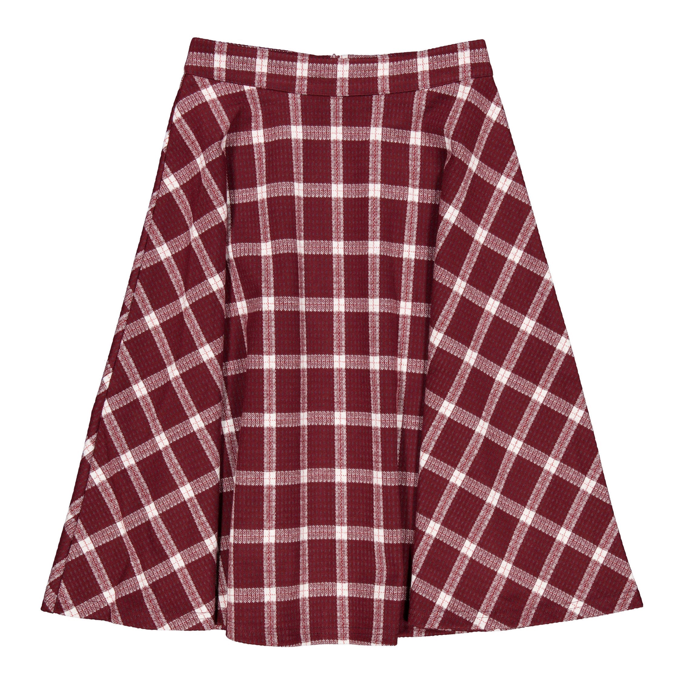 Burgundy Plaid Flair Skirt
