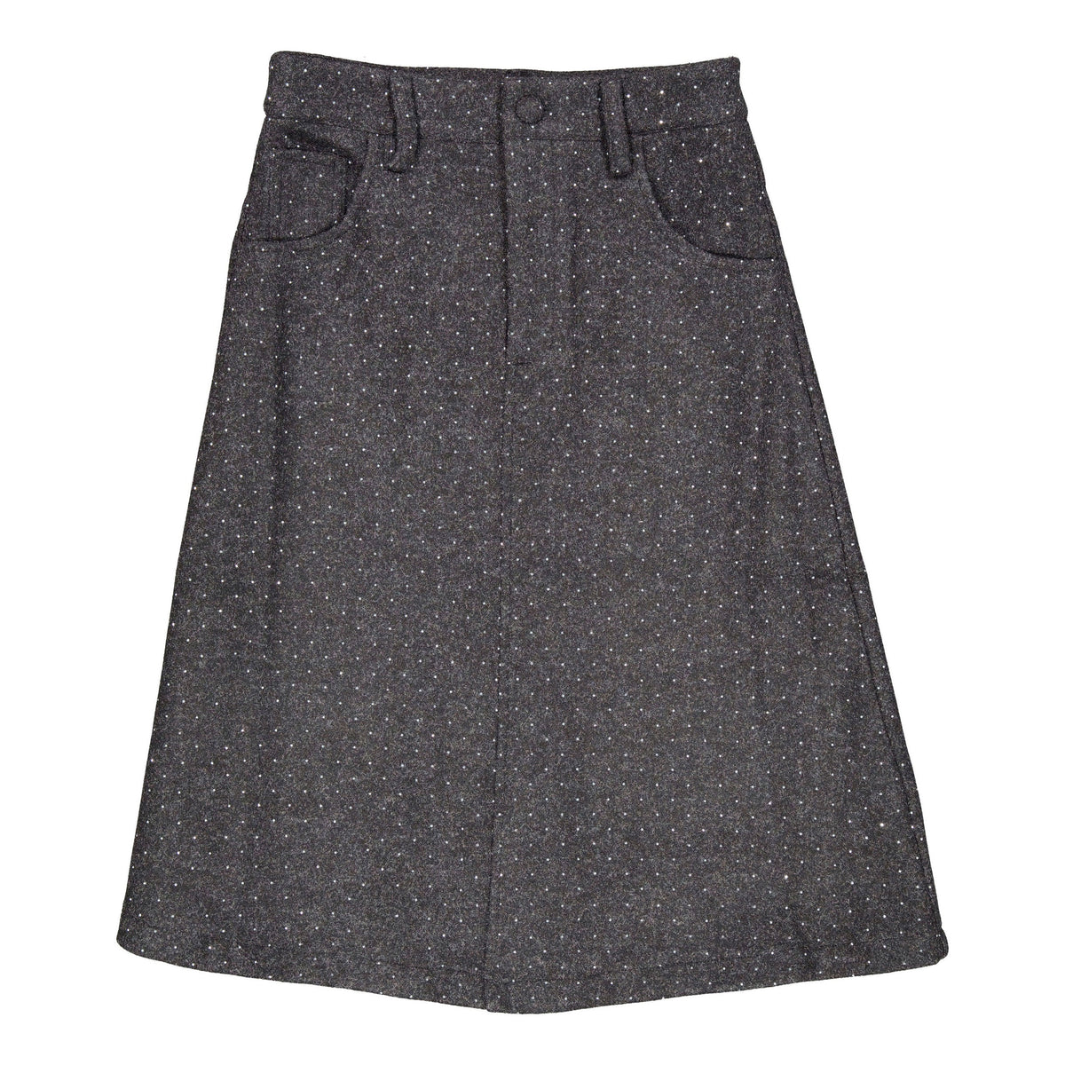 Charcoal Wool Stud Pencil Skirt