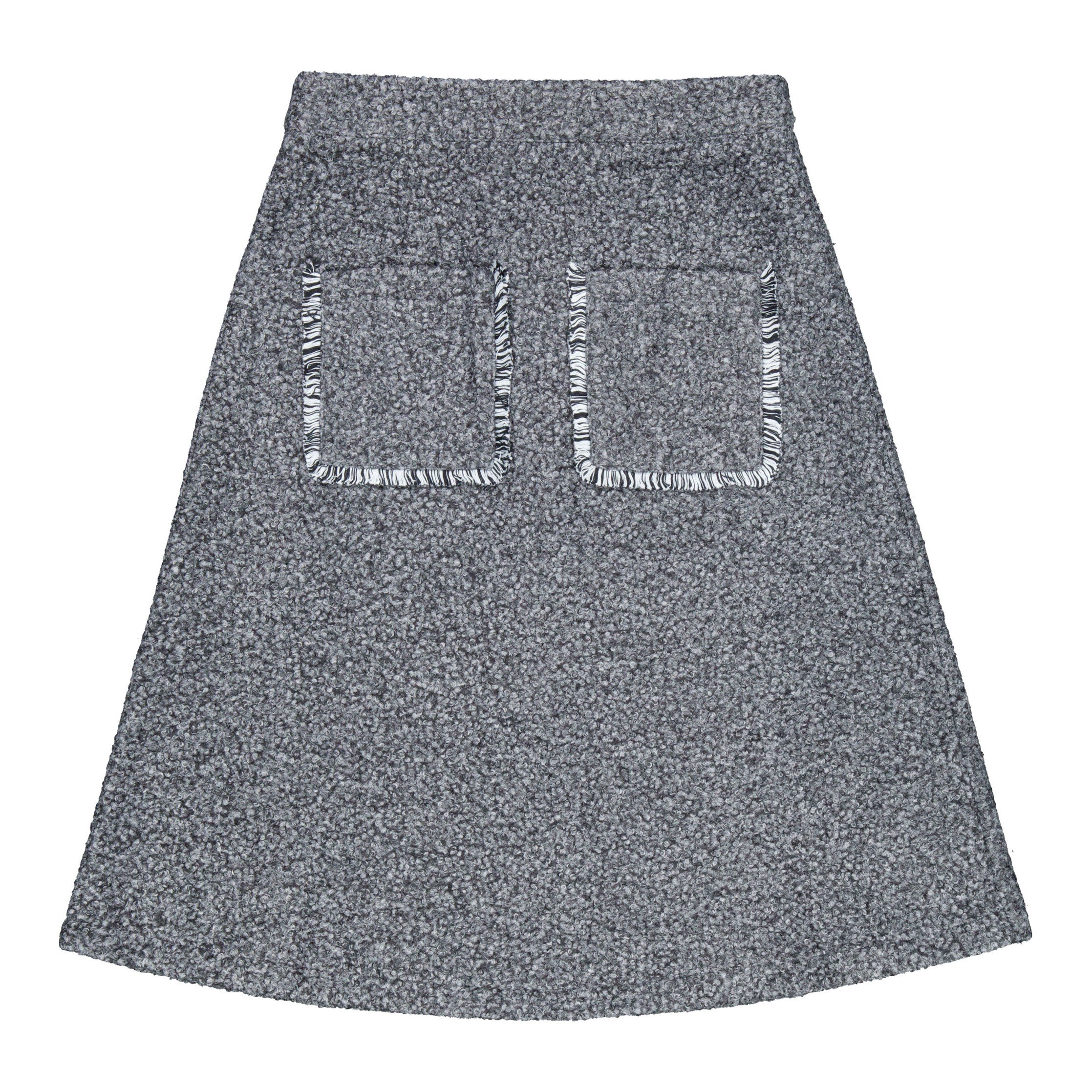Grey Tweed Pocked Front Skirt